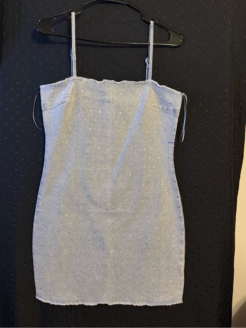 Sparkle Chambray Slip Dress in Light Blue